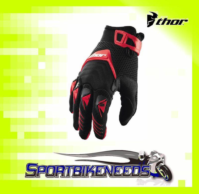 Thor 2012 deflector gloves red black small s sm