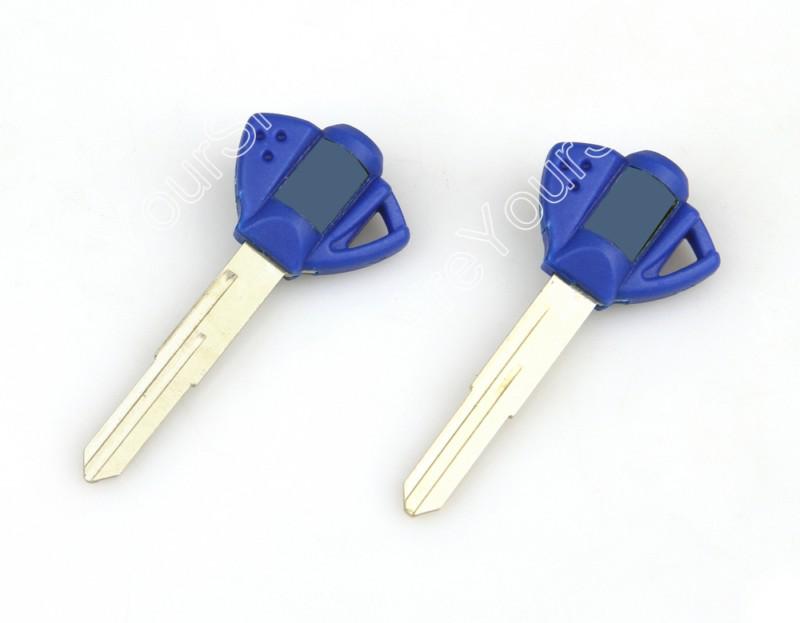2pcs blade blank key motorcycle suzuki gsxr 600 750 1000 1300 sv 650 dl1000 blue