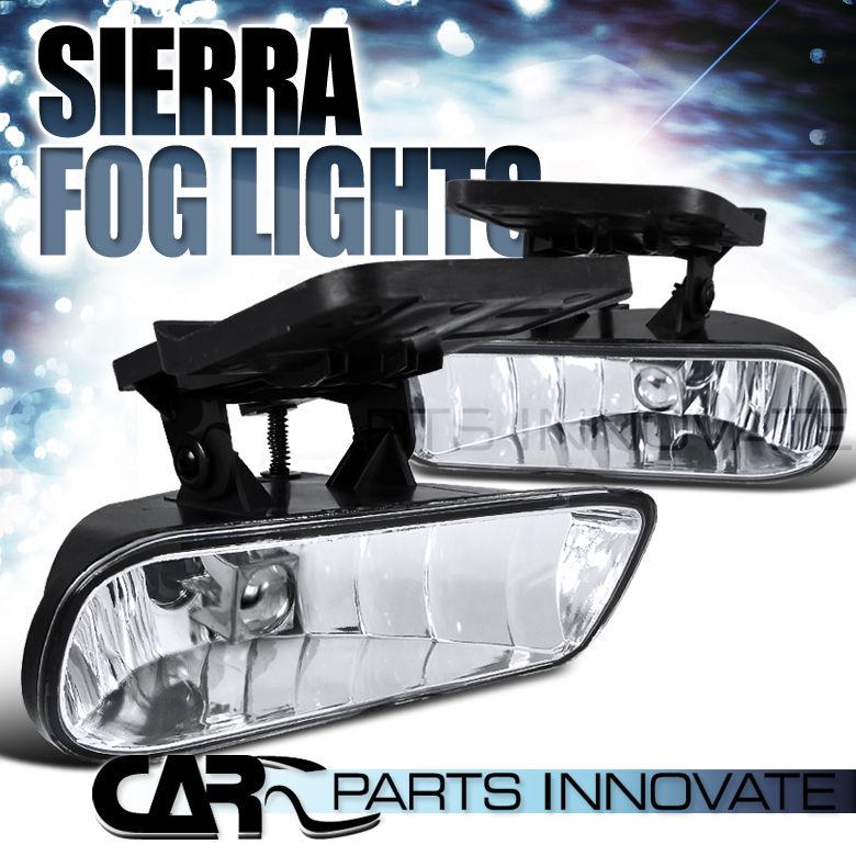 99-02 sierra 00-06 yukon clear fog lights driving lamps w/ 881 bulbs
