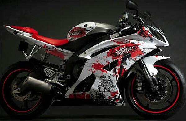 2009-2010 yamaha yzf r1 red & white graphics kit