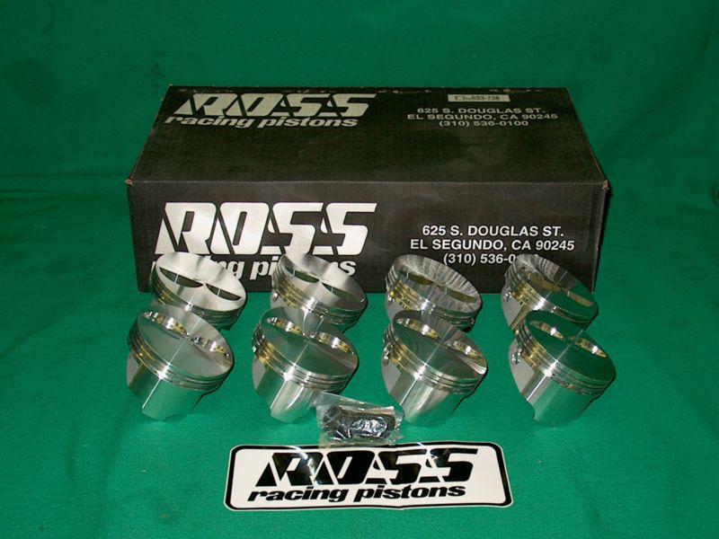 New ross 90466 forged lt wt flat top pistons 350 sbc 4.030" bore je srp mahle