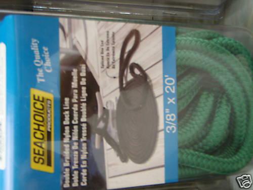 Double braid dock line green 3/8" x 20ft  50-39651 boat parts mariine supply new