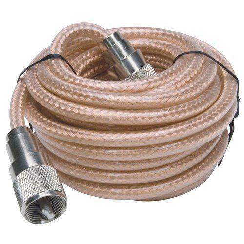 Roadpro rp-8x18cl 18' clear cb antenna mini-8 coax cable with pl-259 connector