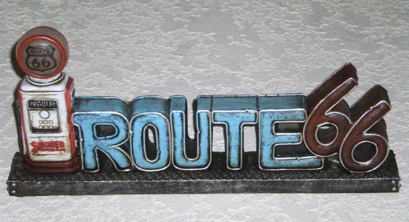 New route 66 resin decor with gas pump led light garage man cave shop hot rod