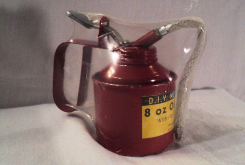 Nip vintage replica 8oz oil can pump oiler updated flex hose spout new 