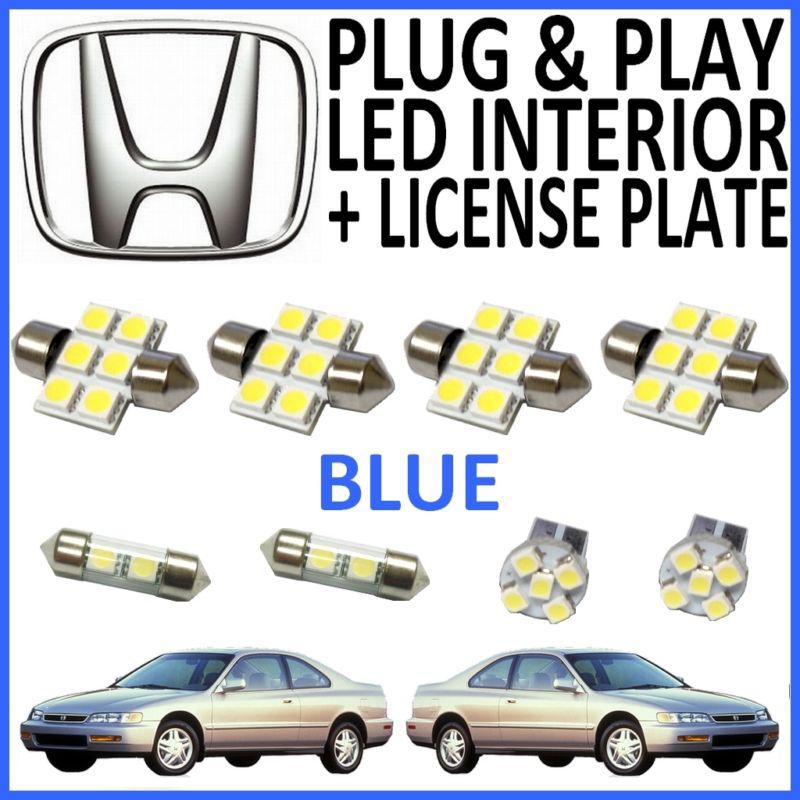 8 piece super blue led interior package kit + license plate tag lights ha4b