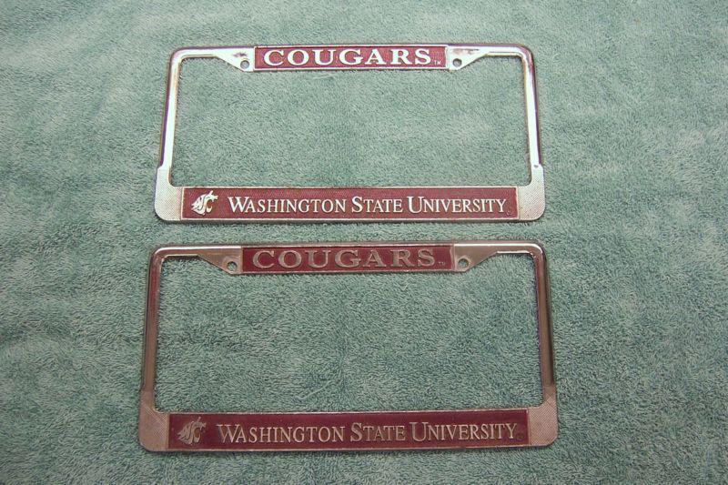 Wsu cougars vintage license plate frame washington state university pot metal
