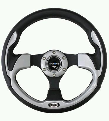 Nrg pilota steering wheel 320mm leather w/ silver inserts