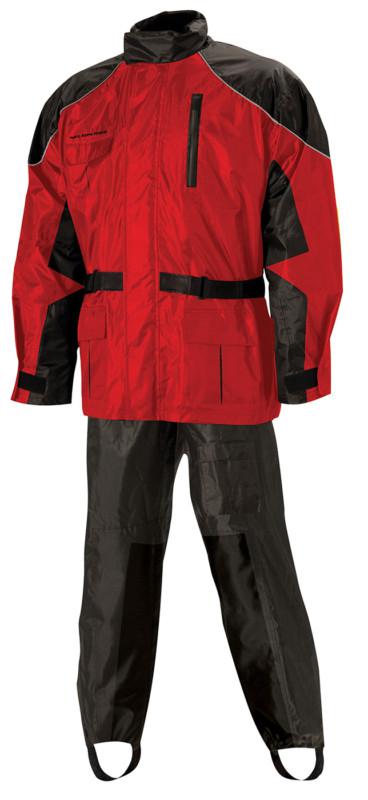 New nelson rigg as-3000 aston 2-piece adult waterproof rainsuit, black/red, xl