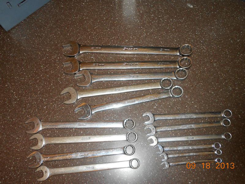 Snap on 15 piece metric combination wrench set 6mm through 21mm except 8mm 