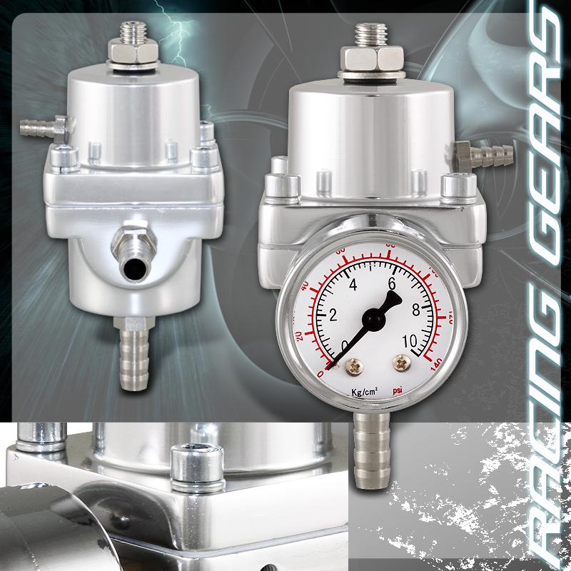 Universal jdm chrome adjustable fpr fuel pressure regulator psi gauge hose kit