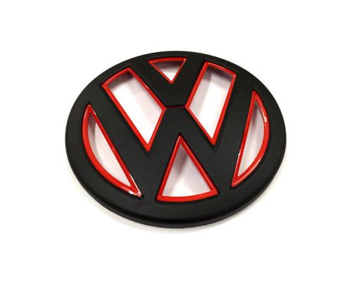 Front grille emblem badge matt black &amp; red for golf mk7 gti r tdi tsi