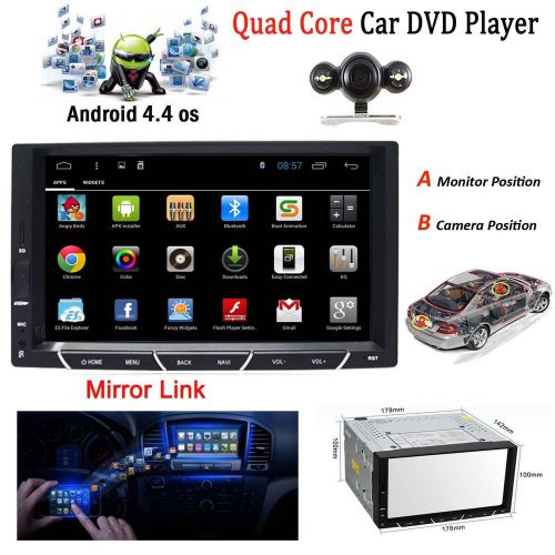 Double 2 din car dvd stereo quad-core android 4.4 os mirror link gps navi radio