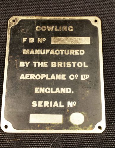 Original vintage bristol proteus aircraft engine cowling plate 3