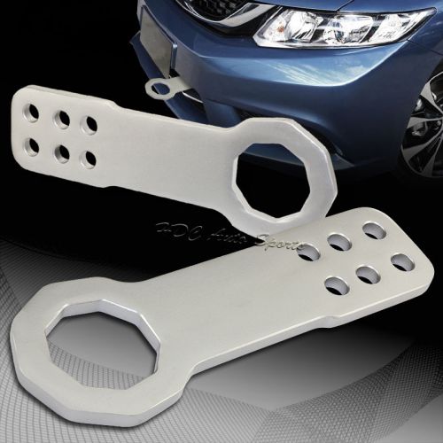 2&#034; jdm silver front anodized billet aluminum racing towing hook kit universal 5