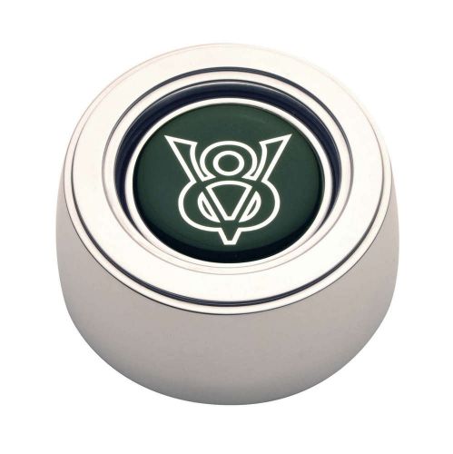 Gt performance products gt3 horn button v8 logo polished p/n 11-1523