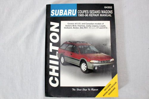 Chilton 64302 1985-96 subaru coupes sedans wagons repair manual