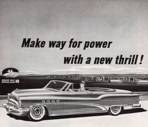 Vintage original 1953 buick roadmaster convertible advertisement- 6 1/2 &#034; x 10 &#034;
