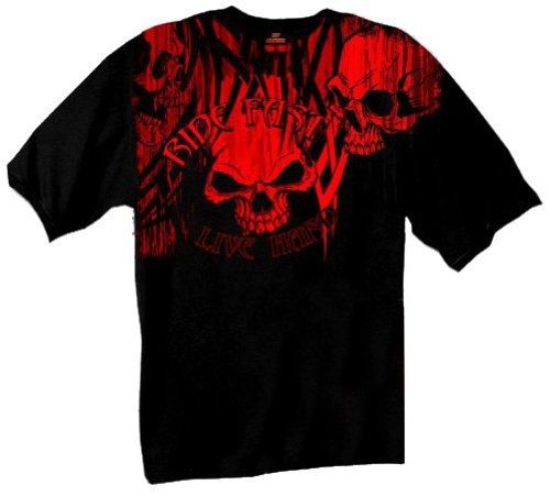 Hot leathers over the top skull short sleeve tee (black, x-large)