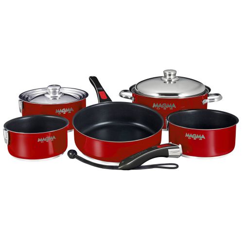 Magma 10-piece ss gourmet &#034;nesting&#034; induction cookware non-stick a10-366mr-2-ind