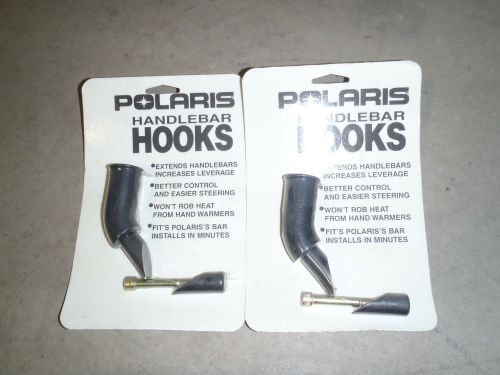 Polaris snowmobile 45 degree black handlebar hooks pair - new - oem - free ship