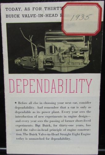 1935 buick series 40 50 60 90 dependability sales brochure leaflet original