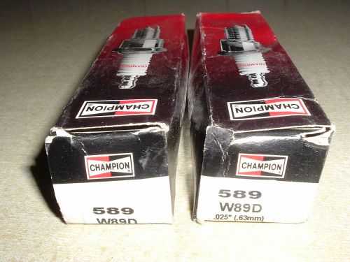 (2) champion spark plugs new  nos   589 w89d  boxes have wear copper plus
