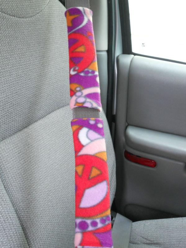 Handmade hippie  print  fleece seat belt strap covers