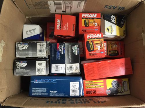 Mechanics box full of fram oil &amp; fuel filters &amp; wagner brake pads + moreall nib
