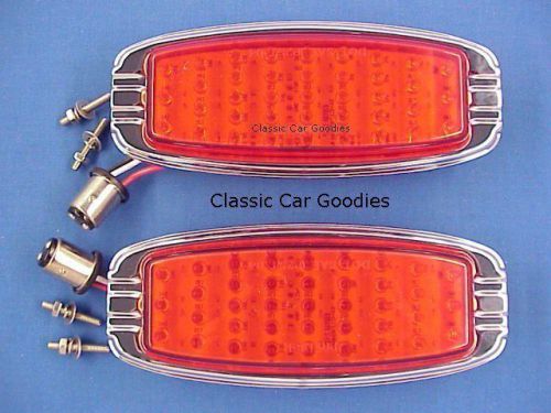 1946-1947 chevy led tail lights (2) 39 leds. chrome bezel. new!