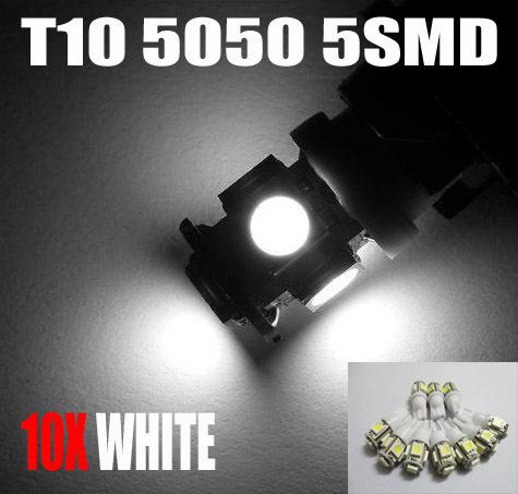 10x white 5-smd led t10 vehicle map lights 194 12961 2450 516 912 906 501 #hf11