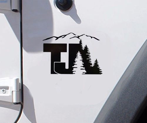 2 of jeep tj tree mountain decal wrangler decals stickers logo-black