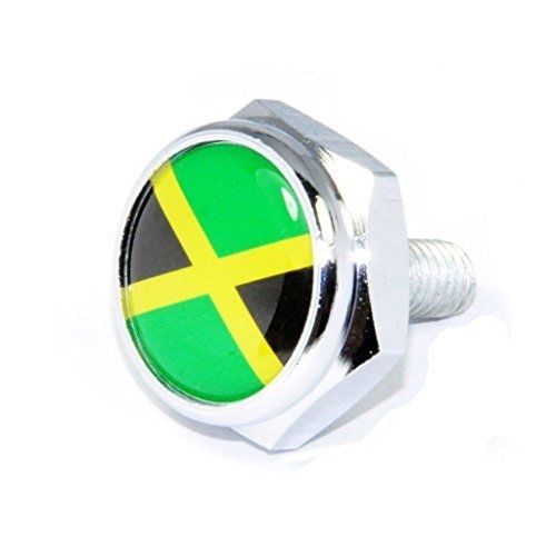 Cutequeen jamaica flag slivery license plate frame bolts screws metal(pack of 4)