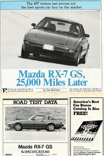 1982 mazda rx-7 rotary sports car 5 pg road test article
