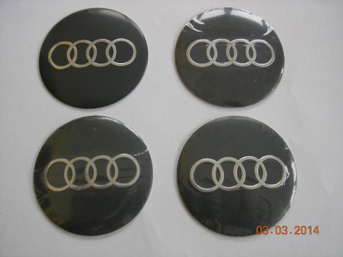 Audi wheel center cap  emblems set 4 aluminum stickers decal 3d black/silver