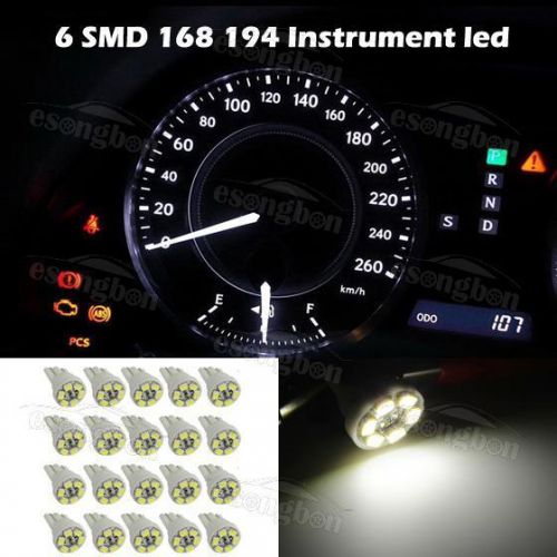 20x white t10 gauge cluster instrument speedometer wedge dash led light bulbs