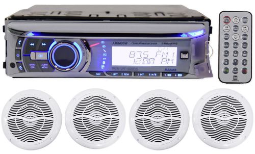 Dual amb600w marine bluetooth cd player receiver w/usb+4) 6.5&#034; speakers+remote