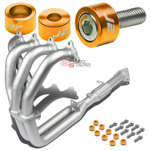 J2 for h23 bb2 ceramic exhaust manifold 4-2-1 header+gold washer cup bolts