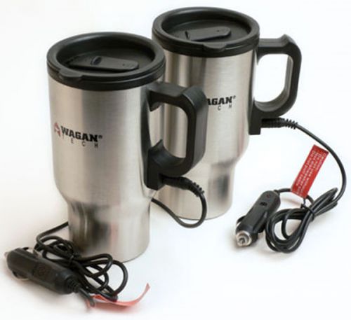Wagan 16 oz. stainless steel heated travel mugs (pair) wagpr-2227