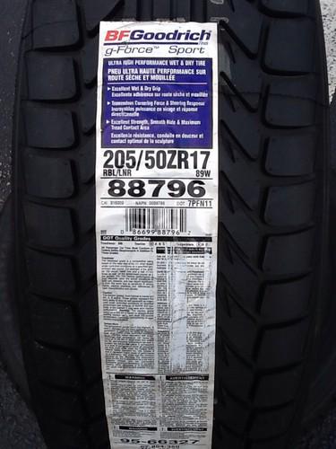 2 new 205 50 17 bfgoodrich g-force sport directional performance tires
