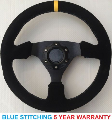 Blue stitch suede race drift 330mm steering wheel fit omp momo sparco boss kit
