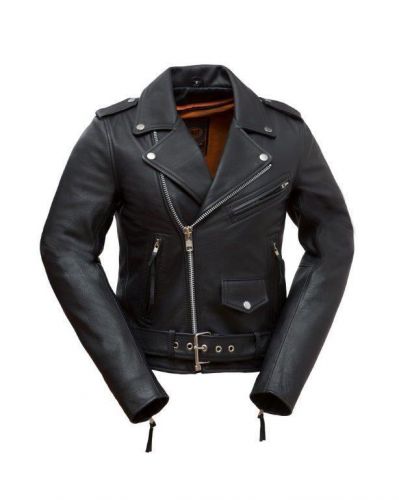 Ladies leather motorcycle classic cool rocker jacket zippers belt black xs-5x