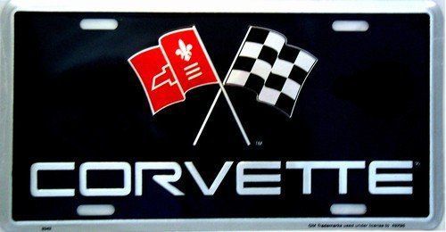 Smart blonde lp - 010 corvette flag logo license plate - 0153