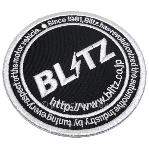 Blitz 18941 circle logo embroidered patch iron on sew on black genuine jdm