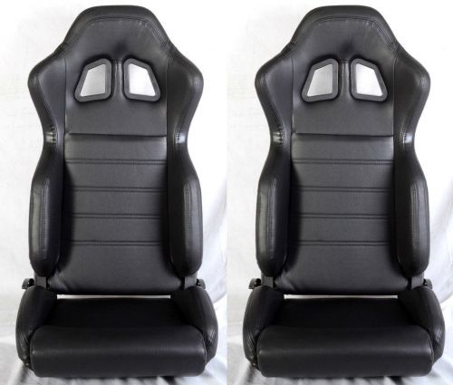 2 black pvc leather racing seats reclinable w/ slider all acura