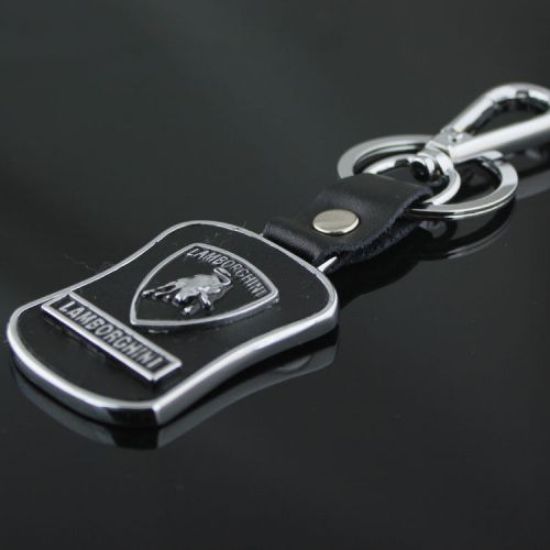 High quality leather metal car logo keychain key ring for lamborghini