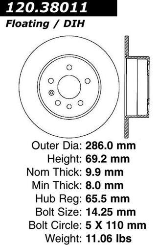Centric 120.38011 rear brake rotor/disc-premium rotor