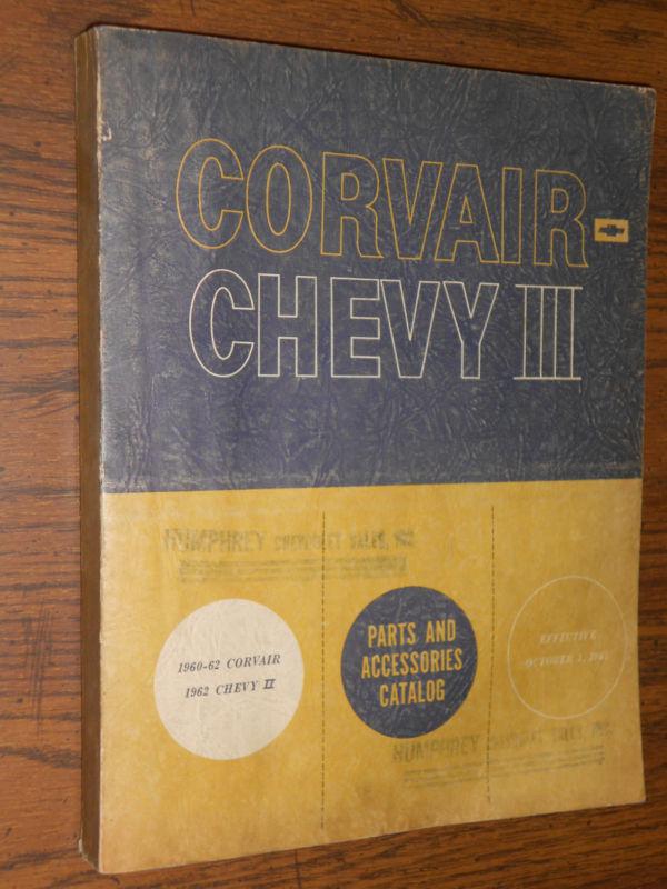 1960-1962 chevrolet corvair / chevy ii parts catalog 61/ original book