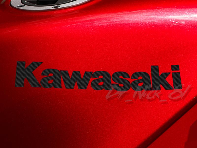 Kawasaki motorcycle 2 @ 6.75" x 1.06" vinyl decal sticker - carbon fiber