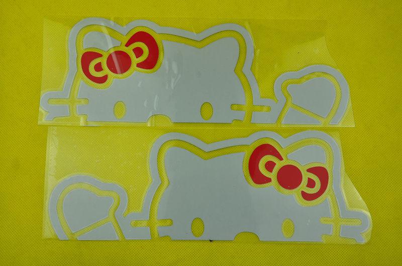 Hello kitty logo emblem badge decal  decoration car window stickers red bow knot